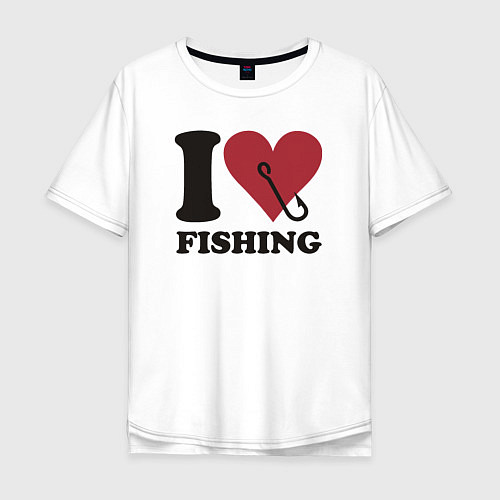 Мужская футболка оверсайз I love fishing / Белый – фото 1