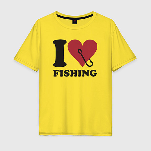 Мужская футболка оверсайз I love fishing / Желтый – фото 1