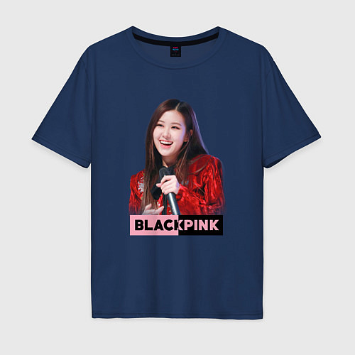 Мужская футболка оверсайз Rose Blackpink / Тёмно-синий – фото 1