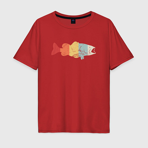 Мужская футболка оверсайз Color fish / Красный – фото 1