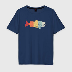 Футболка оверсайз мужская Color fish, цвет: тёмно-синий
