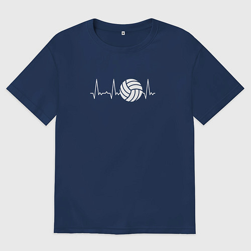 Мужская футболка оверсайз Сердце волейболиста / Тёмно-синий – фото 1