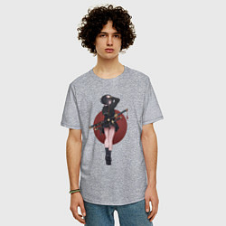 Футболка оверсайз мужская Аниме девочка онна-бугэйся, цвет: меланж — фото 2