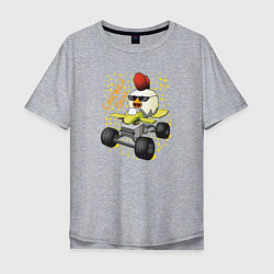 Мужская футболка оверсайз Chicken Gun: цыпленок на квадроцикле
