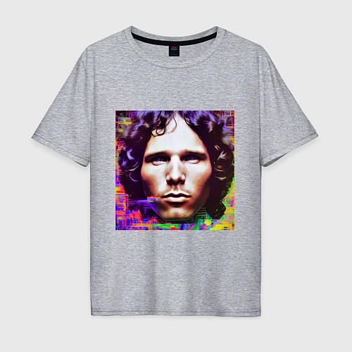 Мужская футболка оверсайз Jim Morrison Glitch 25 Digital Art / Меланж – фото 1