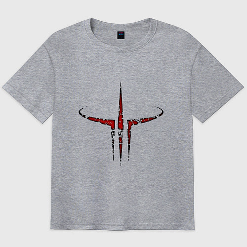 Мужская футболка оверсайз Quake III logo / Меланж – фото 1