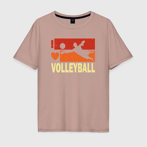 Мужская футболка оверсайз Я люблю волейбол / Пыльно-розовый – фото 1