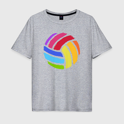 Мужская футболка оверсайз Rainbow volleyball / Меланж – фото 1