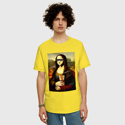Мужская футболка оверсайз Мона Лиза с шаурмой / Желтый – фото 3