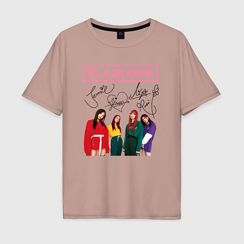 Мужская футболка оверсайз Blackpink Lisa Jisoo Jennie Rose / Пыльно-розовый – фото 1