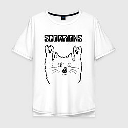Футболка оверсайз мужская Scorpions - rock cat, цвет: белый