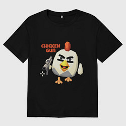 Футболка оверсайз мужская Chicken Gun злой, цвет: черный