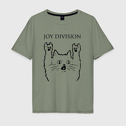 Футболка оверсайз мужская Joy Division - rock cat, цвет: авокадо