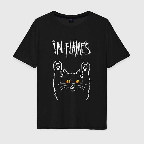 Мужская футболка оверсайз In Flames rock cat / Черный – фото 1