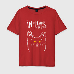 Футболка оверсайз мужская In Flames rock cat, цвет: красный