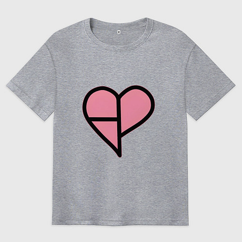 Мужская футболка оверсайз Сердечко BLACKPINK / Меланж – фото 1