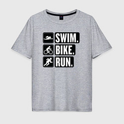 Мужская футболка оверсайз Swim bike run