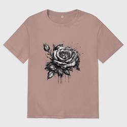 Футболка оверсайз мужская Роза нарисованная карандашом, цвет: пыльно-розовый