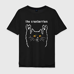Футболка оверсайз мужская The Cranberries rock cat, цвет: черный