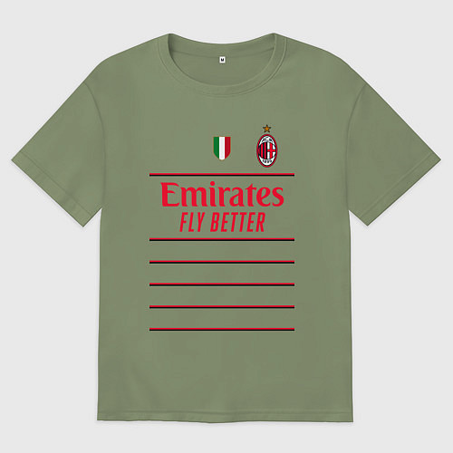 Мужская футболка оверсайз Рафаэль Леао ФК Милан форма 2223 гостевая / Авокадо – фото 1