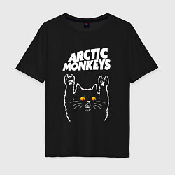 Футболка оверсайз мужская Arctic Monkeys rock cat, цвет: черный