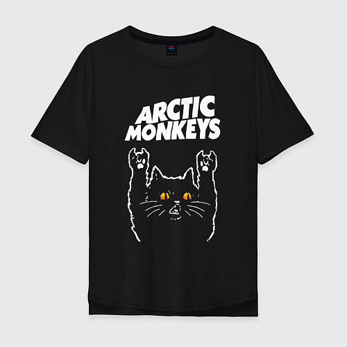 Мужская футболка оверсайз Arctic Monkeys rock cat / Черный – фото 1