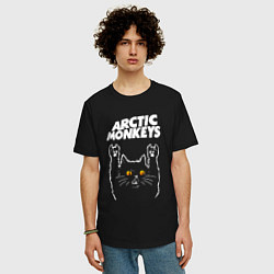 Футболка оверсайз мужская Arctic Monkeys rock cat, цвет: черный — фото 2