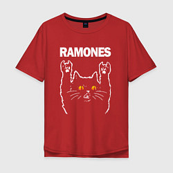 Мужская футболка оверсайз Ramones rock cat