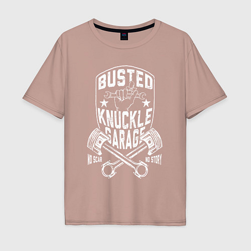 Мужская футболка оверсайз Busted knuckle / Пыльно-розовый – фото 1