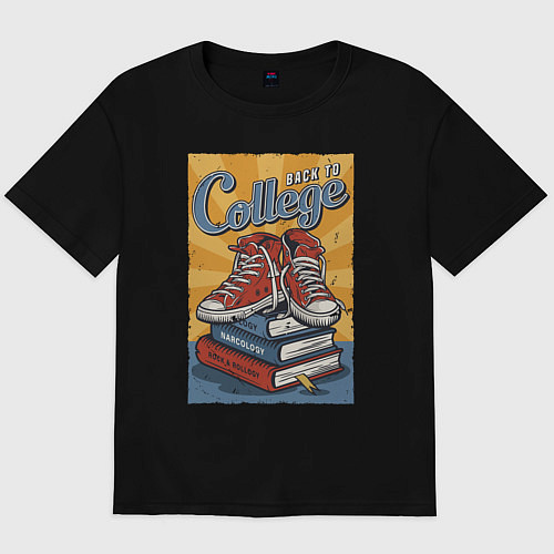 Мужская футболка оверсайз Back to college / Черный – фото 1