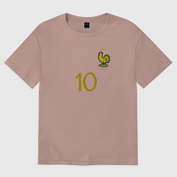 Футболка оверсайз мужская Килиан Мбаппе ЧМ 2022 сборная Франции, цвет: пыльно-розовый