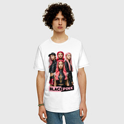 Футболка оверсайз мужская Блэкпинк постер, цвет: белый — фото 2