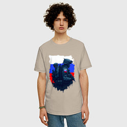 Футболка оверсайз мужская Военные РФ и флаг - neuro art, цвет: миндальный — фото 2