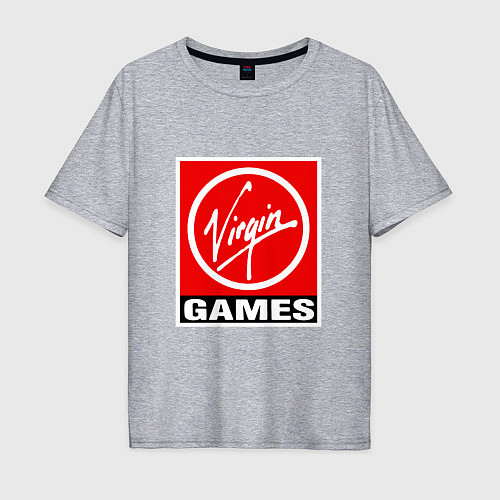 Мужская футболка оверсайз Virgin games logo / Меланж – фото 1