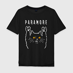 Мужская футболка оверсайз Paramore rock cat