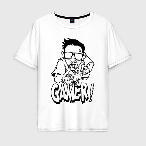 Мужская футболка оверсайз Gamer man / Белый – фото 1