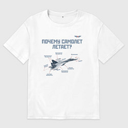 Футболка оверсайз мужская Почему самолет летает?, цвет: белый