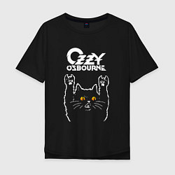 Футболка оверсайз мужская Ozzy Osbourne rock cat, цвет: черный