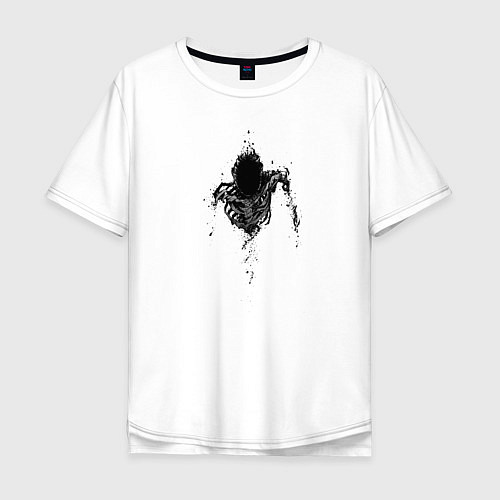 Мужская футболка оверсайз Черный призрак / Белый – фото 1