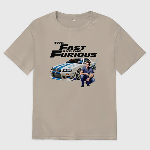 Мужская футболка оверсайз Брайан ОКоннер Nissan Skyline R34 / Миндальный – фото 1