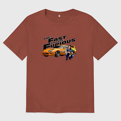 Футболка оверсайз мужская Пол Уокер Toyota supra MK4, цвет: кирпичный