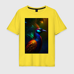 Футболка оверсайз мужская Райская птичка - нейросеть, цвет: желтый