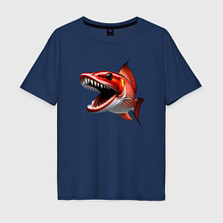 Футболка оверсайз мужская Хищная рыбина, цвет: тёмно-синий
