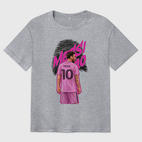 Мужская футболка оверсайз Лионель Месси Интер Майами 10 / Меланж – фото 1