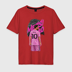 Футболка оверсайз мужская Лионель Месси Интер Майами 10, цвет: красный