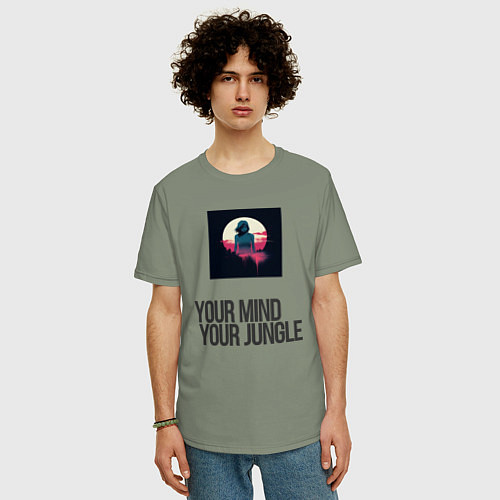 Мужская футболка оверсайз Your mind your jungle / Авокадо – фото 3