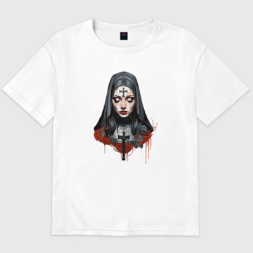 Мужская футболка оверсайз Evil Nun / Белый – фото 1