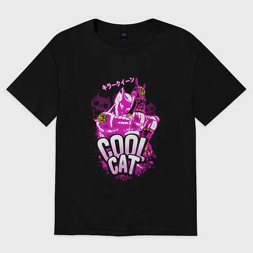 Мужская футболка оверсайз Cool cat- Killer queen- Jo jo / Черный – фото 1