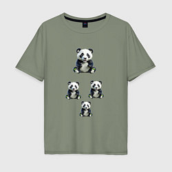 Футболка оверсайз мужская Маленькие панды, цвет: авокадо