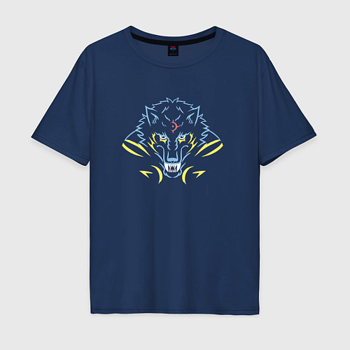Мужская футболка оверсайз Маг на полную ставку - волк / Тёмно-синий – фото 1